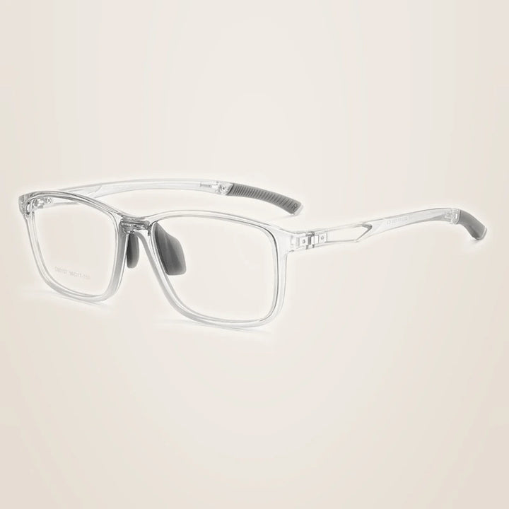 Chashma Ochki Unisex Full Rim Square Tr 90 Titanium Eyeglasses 960107 - Transparent Gray