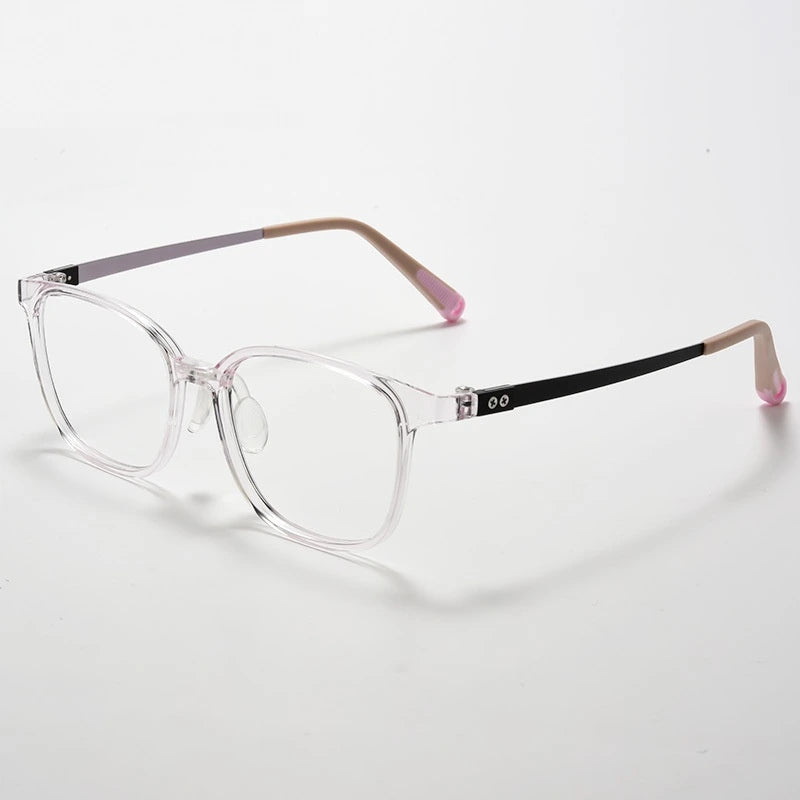 Chashma Ochki Unisex Full Rim Square Tr 90 Titanium Eyeglasses 699905 - Transparent Pink