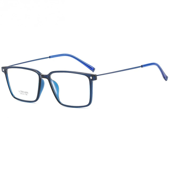 Chashma Ochki Unisex Full Rim Square Ultem Alloy Eyeglasses 32150 - Blue