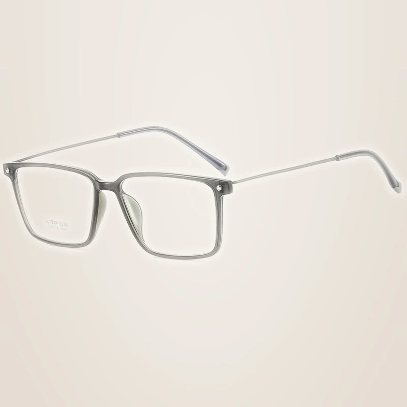 Chashma Ochki Unisex Full Rim Square Ultem Alloy Eyeglasses 32150 - Gray