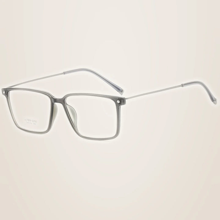 Chashma Ochki Unisex Full Rim Square Ultem Alloy Eyeglasses 32150 - Gray