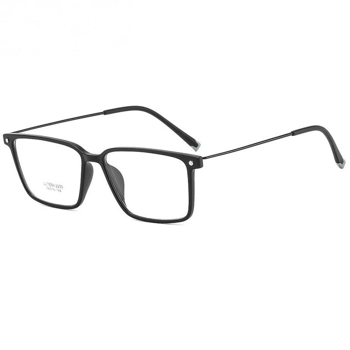 Chashma Ochki Unisex Full Rim Square Ultem Alloy Eyeglasses 32150 - Matte Black