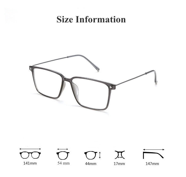 Chashma Ochki Unisex Full Rim Square Ultem Alloy Eyeglasses 32150 - Size Chart