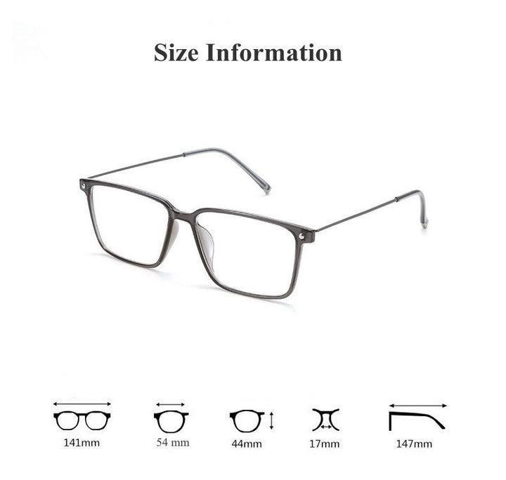 Chashma Ochki Unisex Full Rim Square Ultem Alloy Eyeglasses 32150 - Size Chart