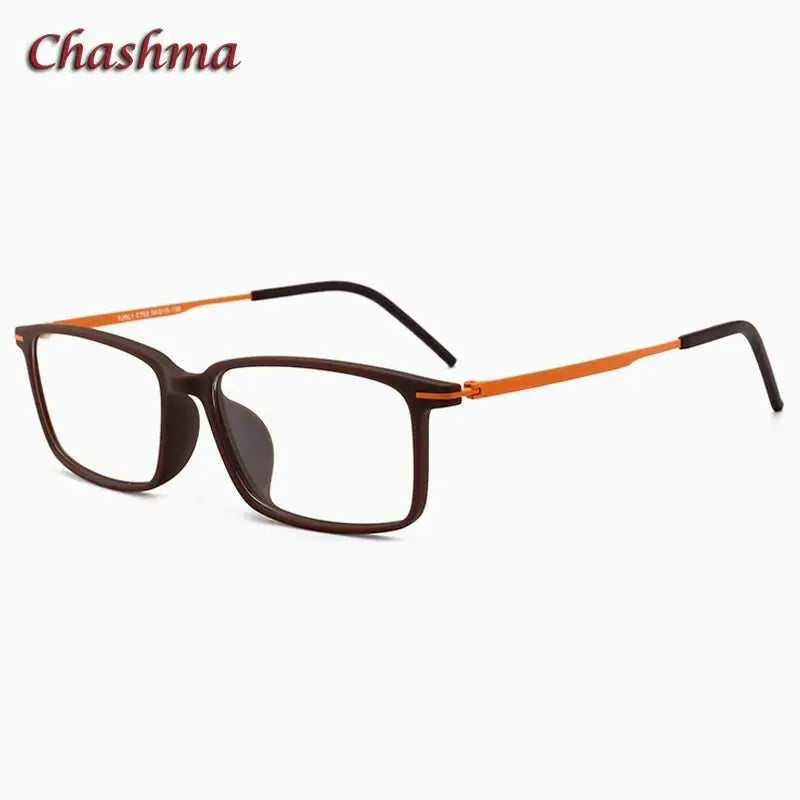 Chashma Ochki Unisex Full Rim Square Ultem Tr 90 Stainless Steel Eyeglasses 2601 - Coffee
