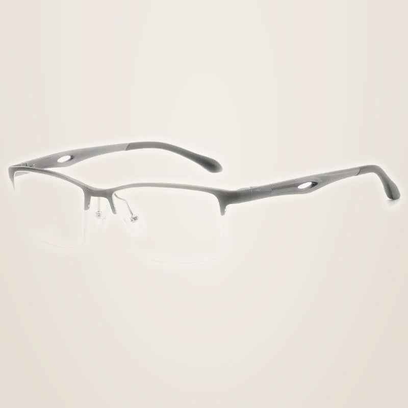 Chashma Ochki Unisex Large Semi Rim Square Aluminum Magnesium Sport Eyeglasses 6323 - Gray