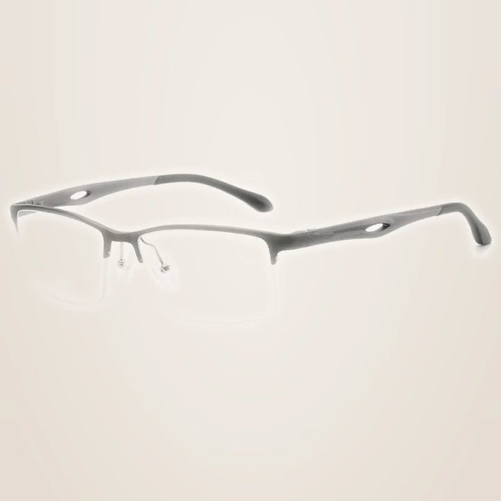 Chashma Ochki Unisex Large Semi Rim Square Aluminum Magnesium Sport Eyeglasses 6323 - Gray