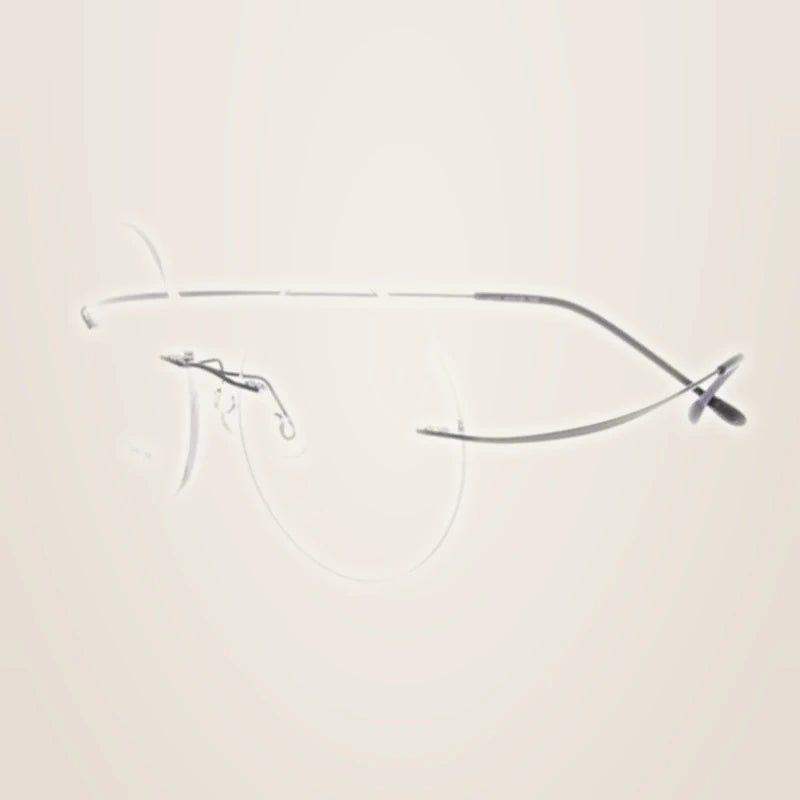 Chashma Ochki Unisex Rimless Round Titanium Eyeglasses 259613 - Black