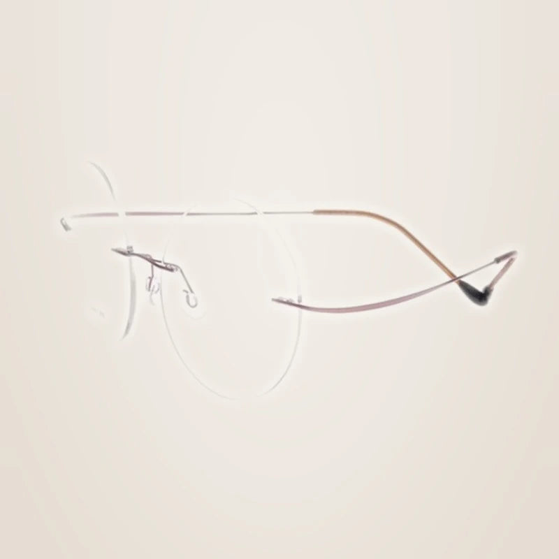 Chashma Ochki Unisex Rimless Round Titanium Eyeglasses 259613 - Brown