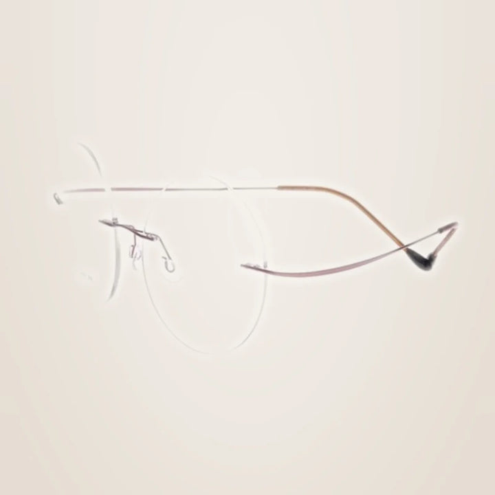 Chashma Ochki Unisex Rimless Round Titanium Eyeglasses 259613 - Brown