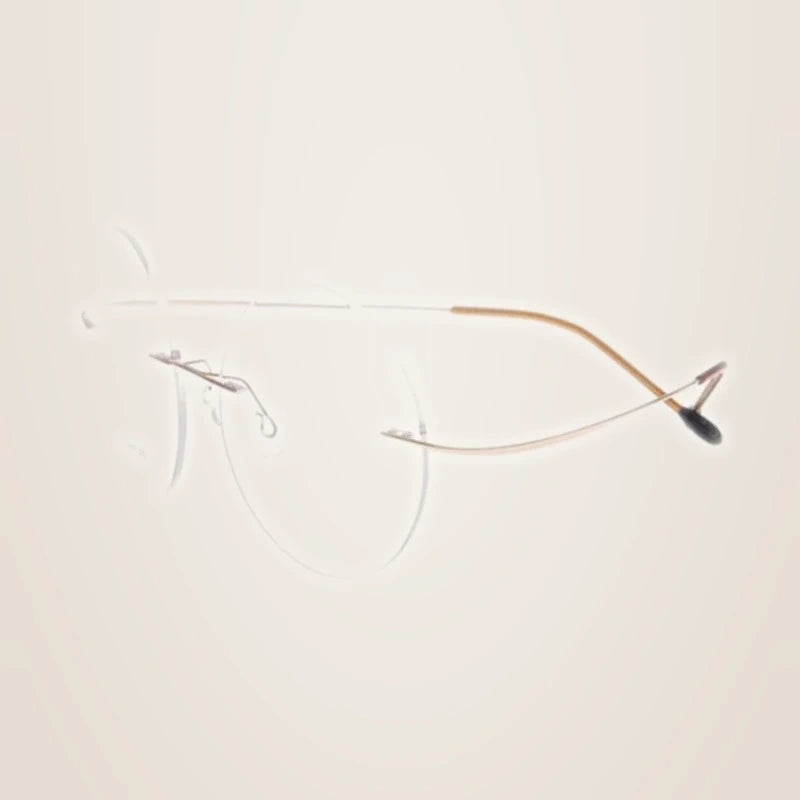 Chashma Ochki Unisex Rimless Round Titanium Eyeglasses 259613 - Gold