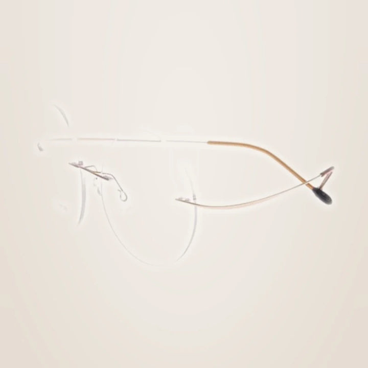 Chashma Ochki Unisex Rimless Round Titanium Eyeglasses 259613 - Gold