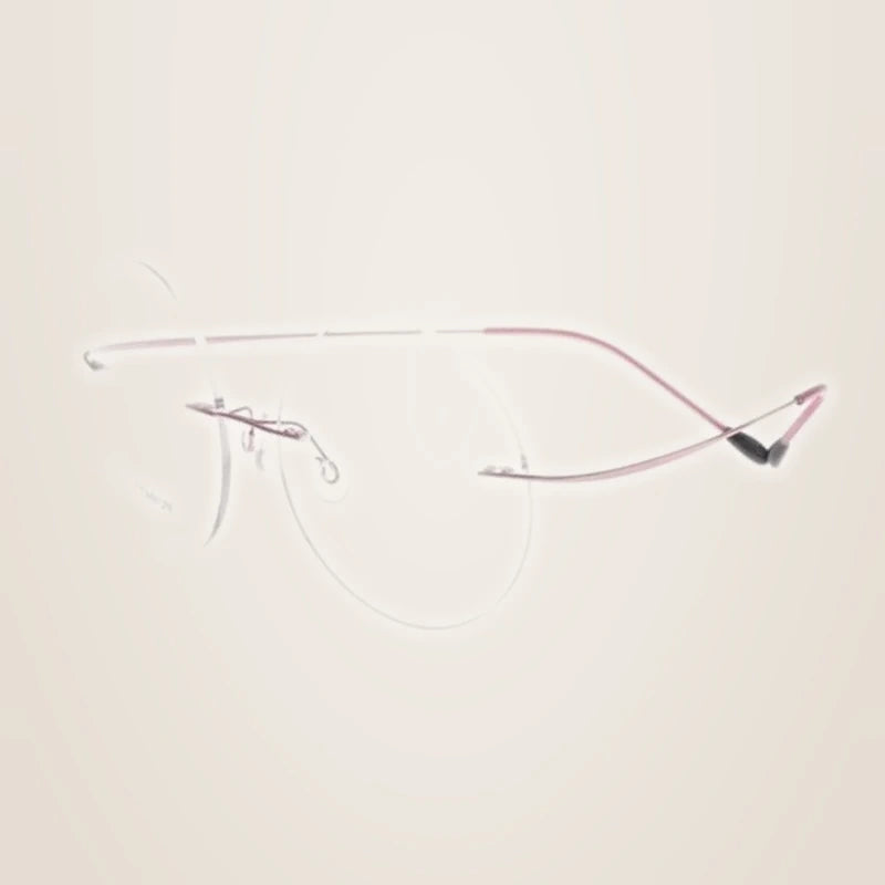 Chashma Ochki Unisex Rimless Round Titanium Eyeglasses 259613 - Pink