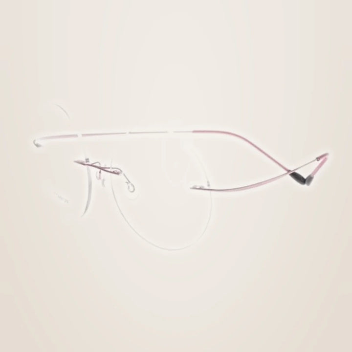 Chashma Ochki Unisex Rimless Round Titanium Eyeglasses 259613 - Pink