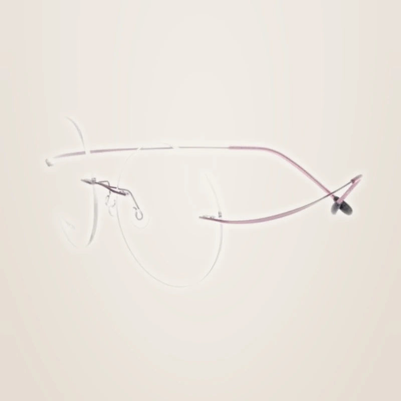 Chashma Ochki Unisex Rimless Round Titanium Eyeglasses 259613 - Purple