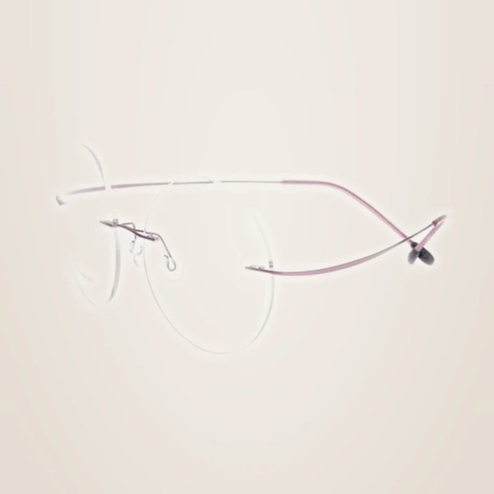 Chashma Ochki Unisex Rimless Round Titanium Eyeglasses 259613 - Purple