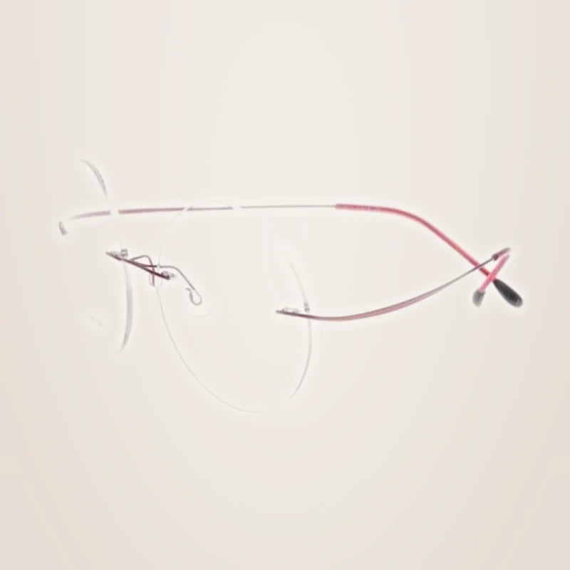 Chashma Ochki Unisex Rimless Round Titanium Eyeglasses 259613 - Red