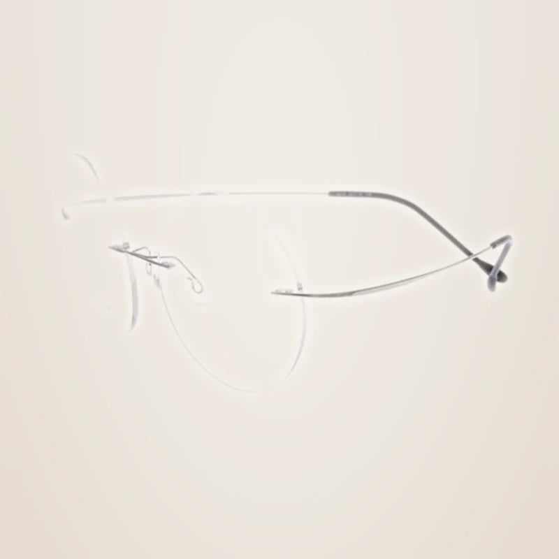 Chashma Ochki Unisex Rimless Round Titanium Eyeglasses 259613 - Silver