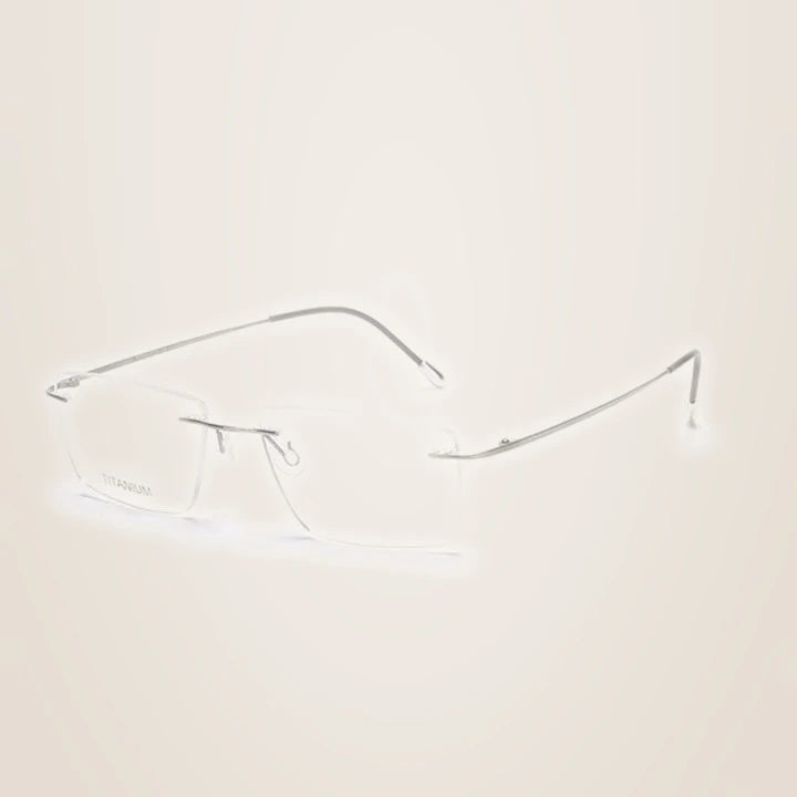 Chashma Ochki Unisex Rimless Square Titanium Eyeglasses 16011 - Bright Gray