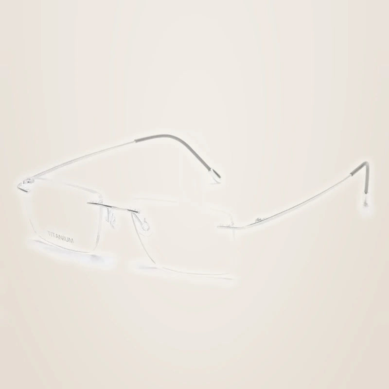 Chashma Ochki Unisex Rimless Square Titanium Eyeglasses 16011 - Bright Silver