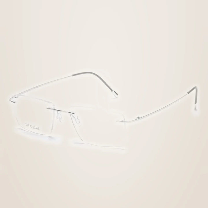 Chashma Ochki Unisex Rimless Square Titanium Eyeglasses 16011 - Bright Silver
