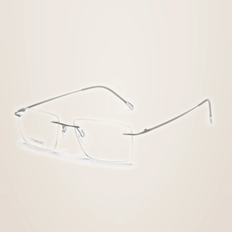 Chashma Ochki Unisex Rimless Square Titanium Eyeglasses 16011 - Matte Black