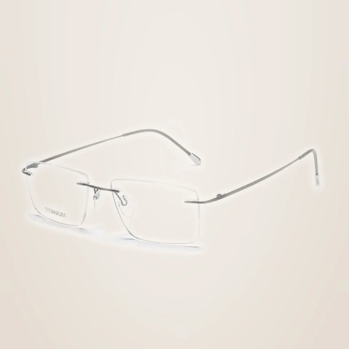 Chashma Ochki Unisex Rimless Square Titanium Eyeglasses 16011 - Matte Black