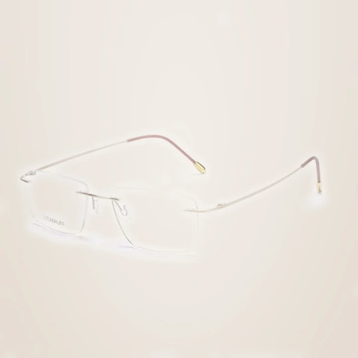 Chashma Ochki Unisex Rimless Square Titanium Eyeglasses 16011 - Matte Gold