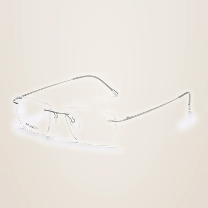 Chashma Ochki Unisex Rimless Square Titanium Eyeglasses 16011 - Matte Gray