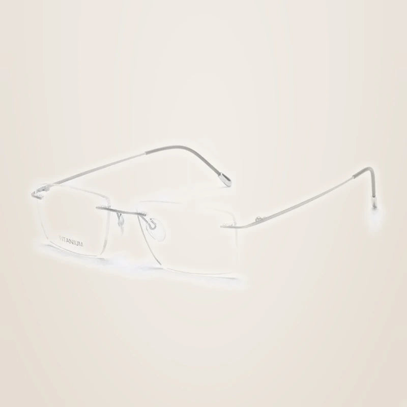 Chashma Ochki Unisex Rimless Square Titanium Eyeglasses 16011 - Matte Silver