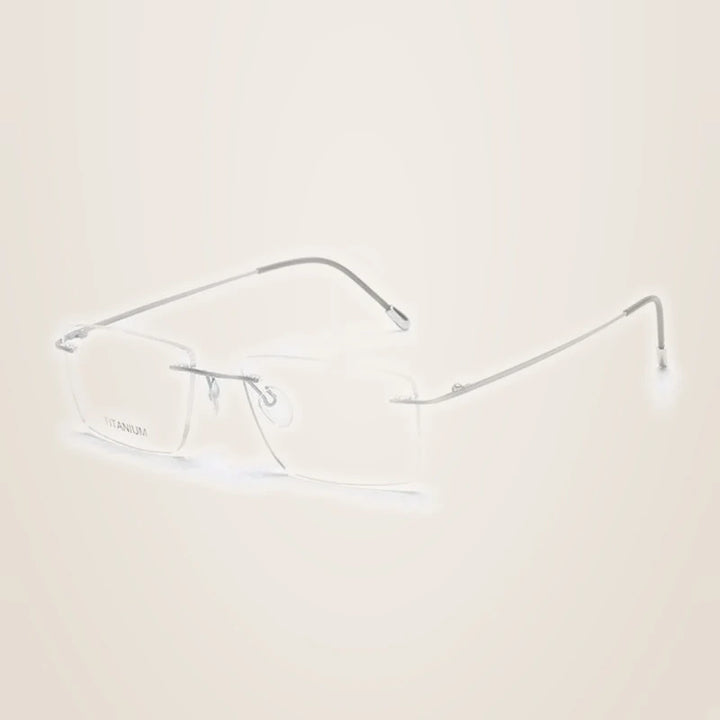 Chashma Ochki Unisex Rimless Square Titanium Eyeglasses 16011 - Matte Silver
