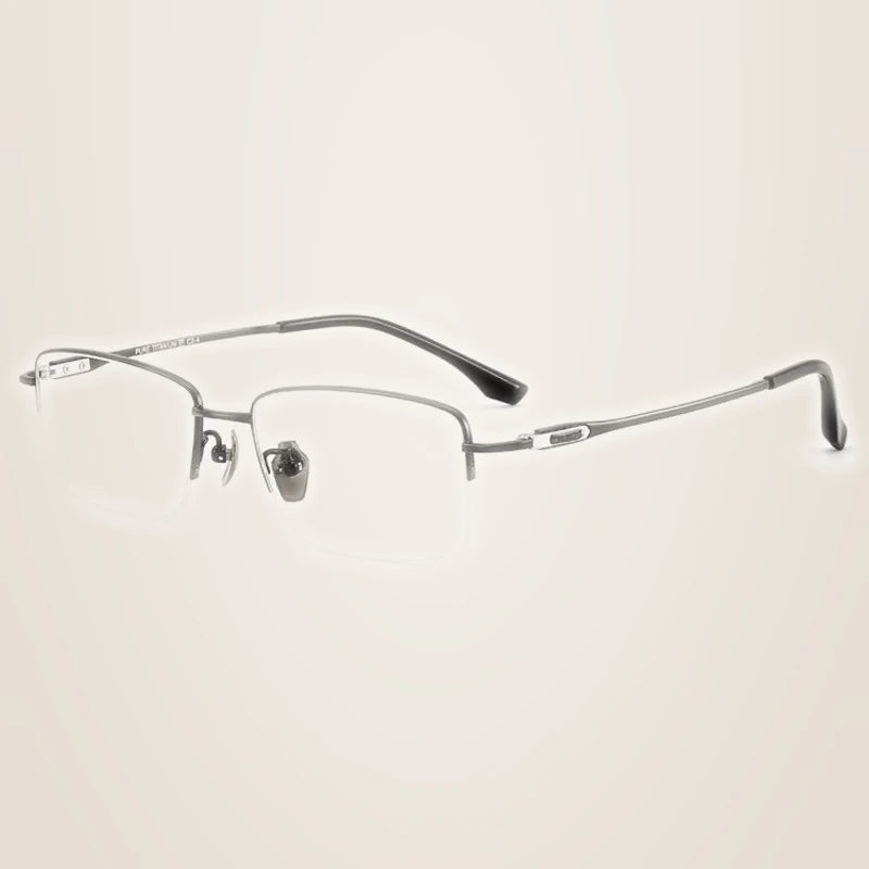 Chashma Ochki Unisex Semi Rim Big Square Titanium Eyeglasses 690053 - Black