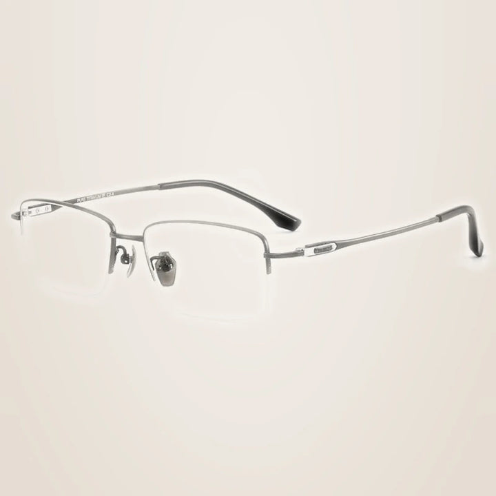 Chashma Ochki Unisex Semi Rim Big Square Titanium Eyeglasses 690053 - Black