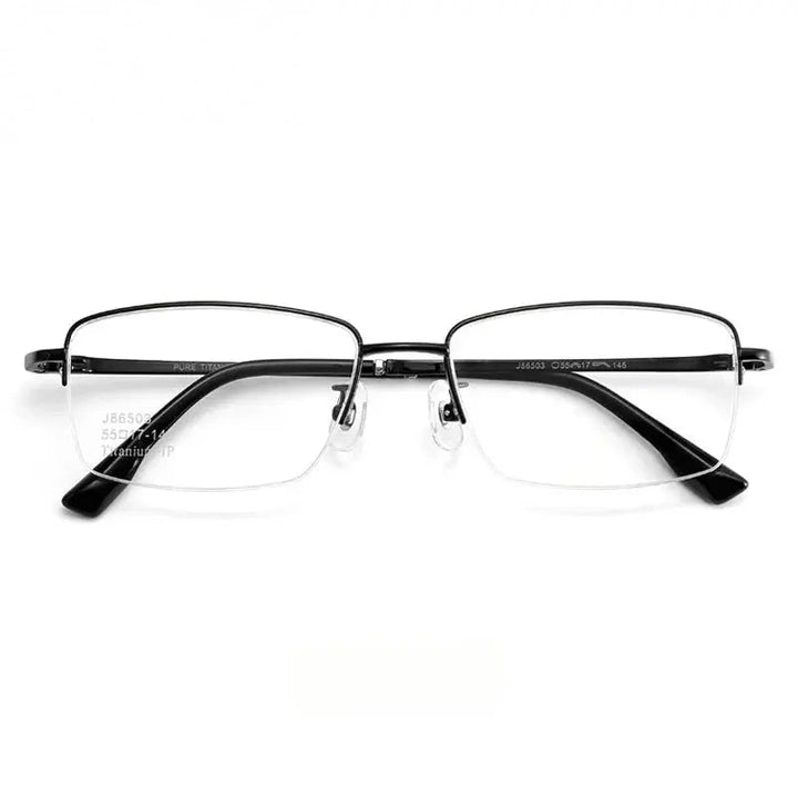 Chashma Ochki Unisex Semi Rim Square Titanium Eyeglasses 986503 - Black