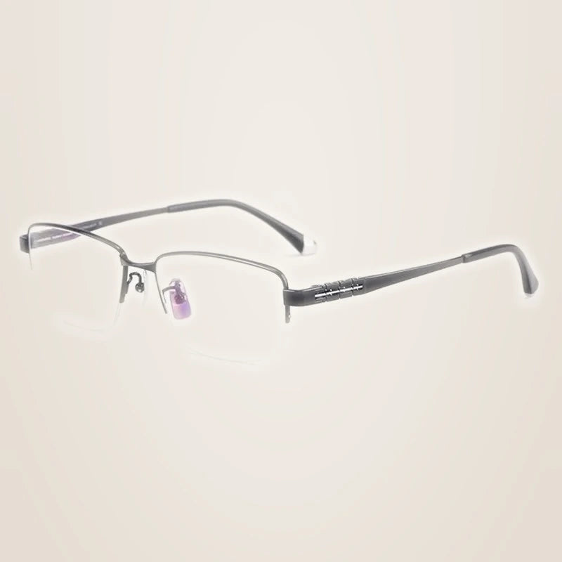 Chashma Ochki Unisex Semi Rim Square Titanium Eyeglasses 880038 - Black
