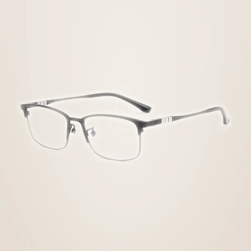 Chashma Ochki Unisex Semi Rim Square Titanium Tr 90 Eyeglasses 883127 - Black Silver