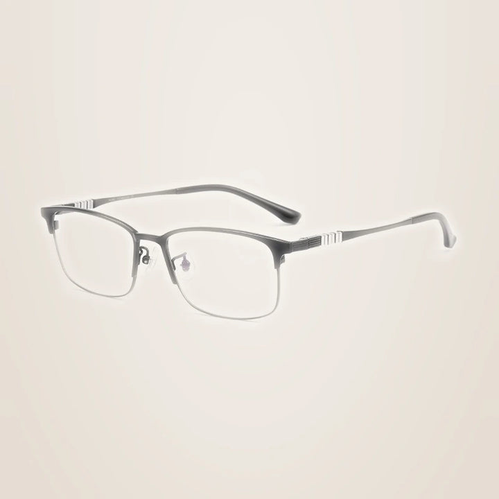 Chashma Ochki Unisex Semi Rim Square Titanium Tr 90 Eyeglasses 883127 - Black Silver