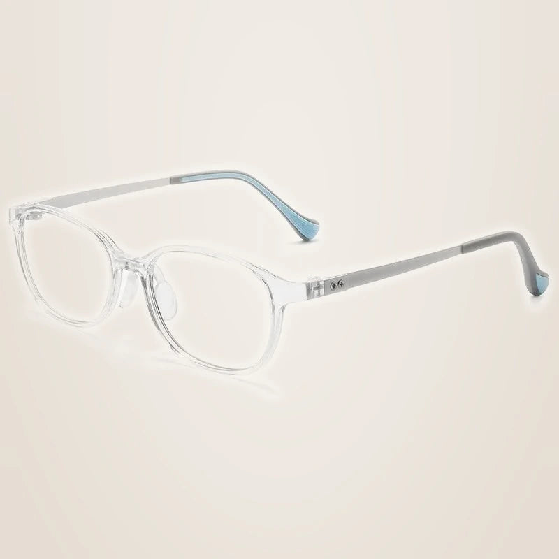 Chashma Ochki Unisex Youth's Full Rim Square Tr 90 Titanium Eyeglasses 896005 - Transparent- Silver