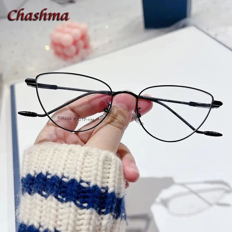 Chashma Ochki Women's Full Rim Cat Eye Stainless Steel Eyeglasses 26208 - Black
