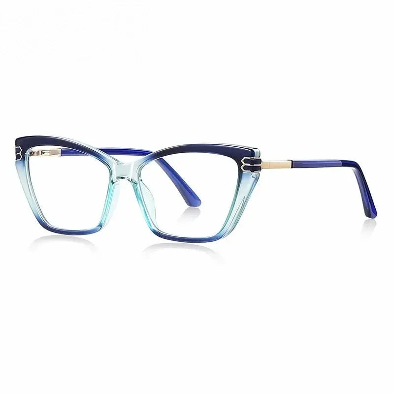 Chashma Ochki Women's Full Rim Cat Eye Tr 90 Alloy Eyeglasses 882262 - Blue