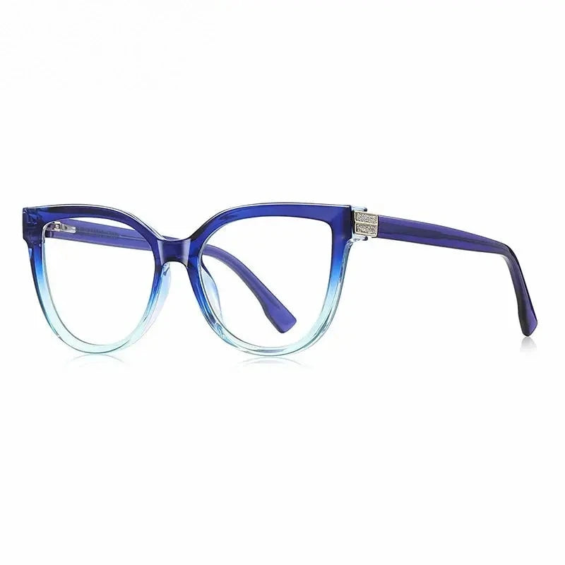 Chashma Ochki Women's Full Rim Cat Eye Tr 90 Alloy Eyeglasses 882282 - Blue