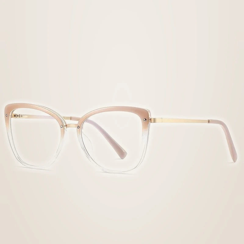 Chashma Ochki Women's Full Rim Cat Eye Tr 90 Alloy Eyeglasses 882076 - Gradient Apricot