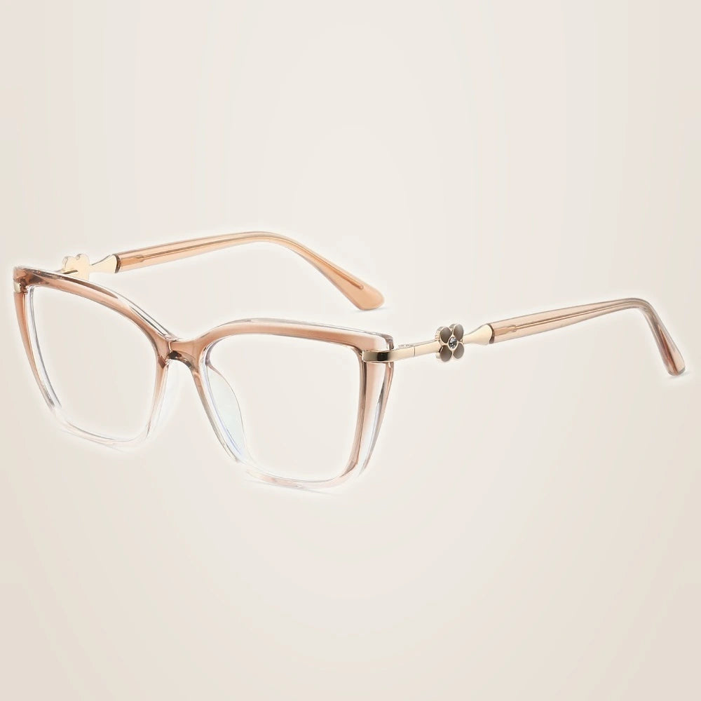 Chashma Ochki Women's Full Rim Cat Eye Tr 90 Alloy Eyeglasses 883004 - Gradient Brown