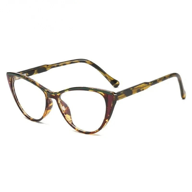 Chashma Ochki Women's Full Rim Cat Eye Tr 90 Alloy Eyeglasses 369125 - Green Leopard