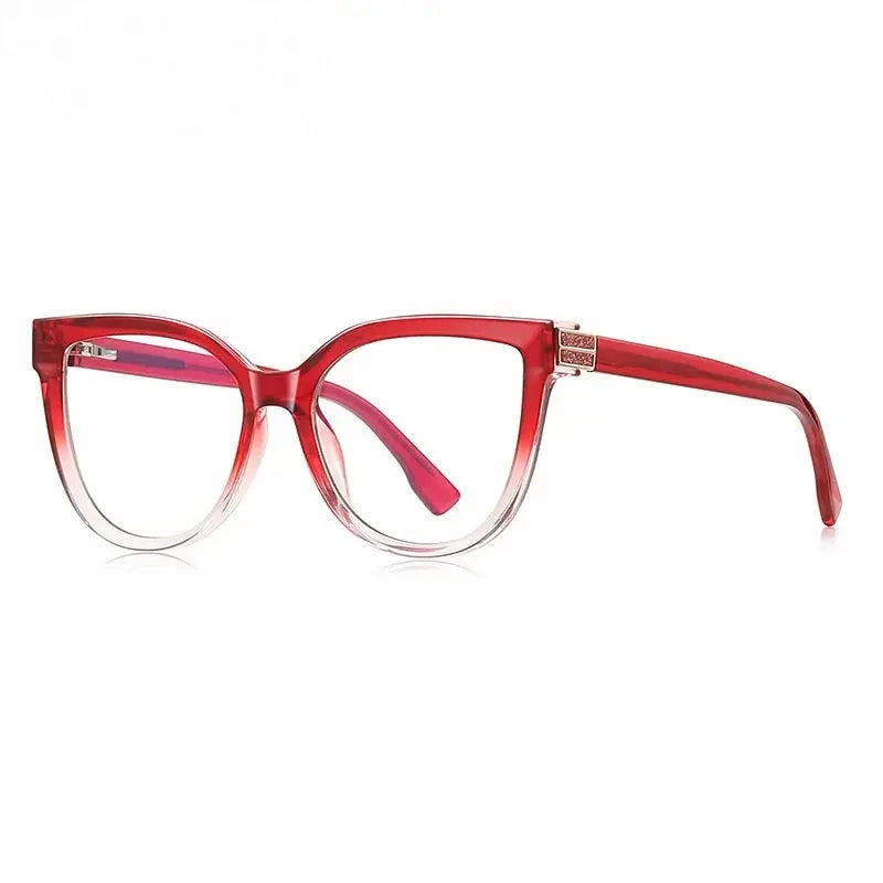 Chashma Ochki Women's Full Rim Cat Eye Tr 90 Alloy Eyeglasses 882282 - Red