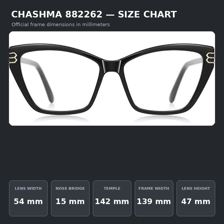 Chashma Ochki 882262 Eyeglasses — Frame Dimensions and Sizing Chart