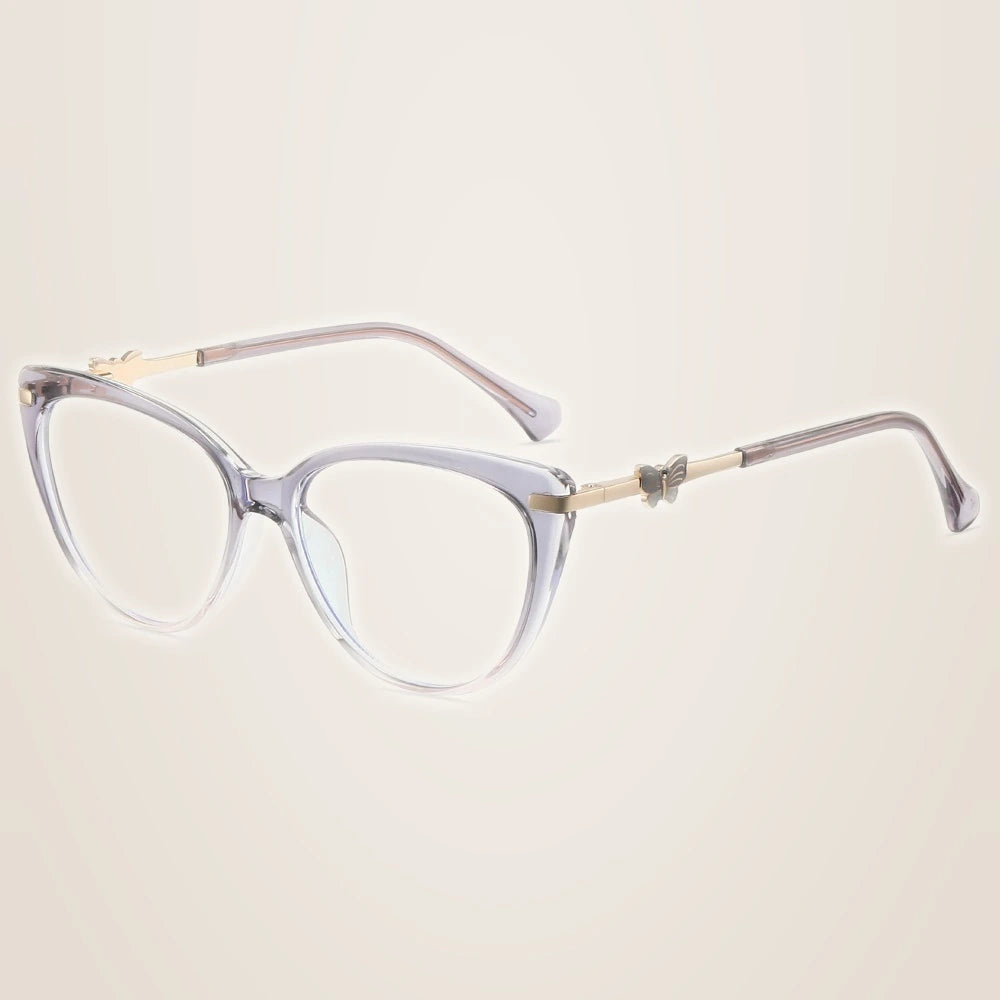 Chashma Ochki Women's Full Rim Cat Eye Tr 90 Alloy Eyeglasses 823005 - Transparent Gray