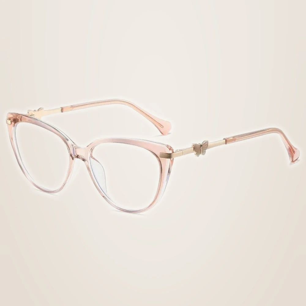 Chashma Ochki Women's Full Rim Cat Eye Tr 90 Alloy Eyeglasses 823005 - Transparent Pink