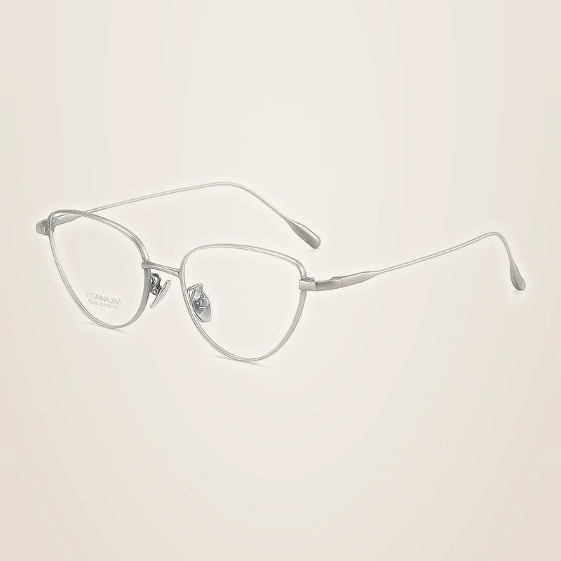 Chashma Ochki Women's Full Rim Oval Cat Eye Titanium Eyeglasses 303038 - Gray