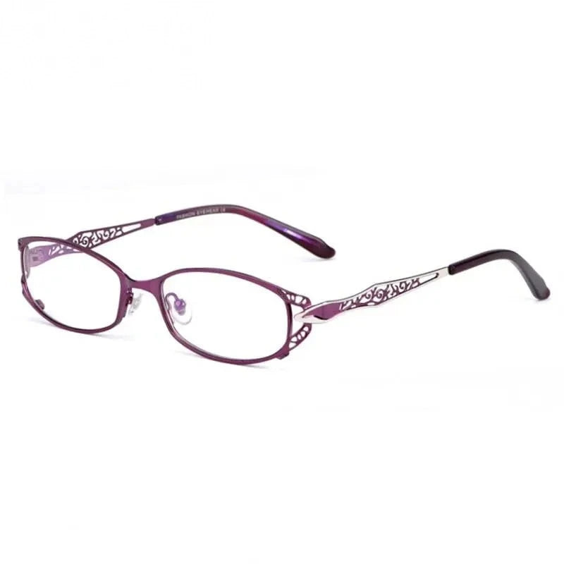 Chashma Ochki Women's Full Rim Oval Rectangle Stainless Steel Eyeglasses 8982 - Purple
